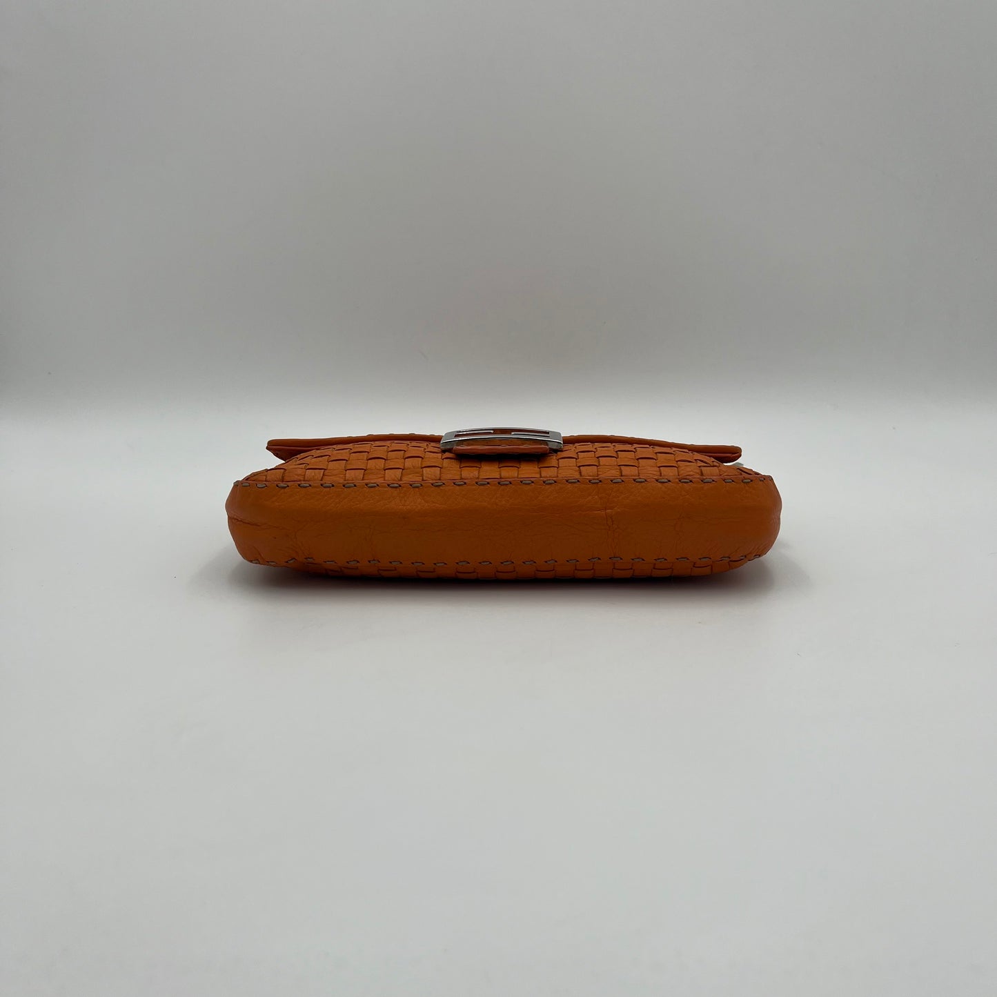 Fendi Orange Woven Leather Baguette