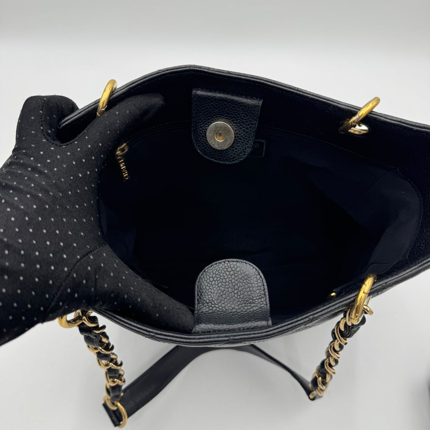 Chanel Black Caviar Petite Shopping Tote Bag PST GHW (Series 9)