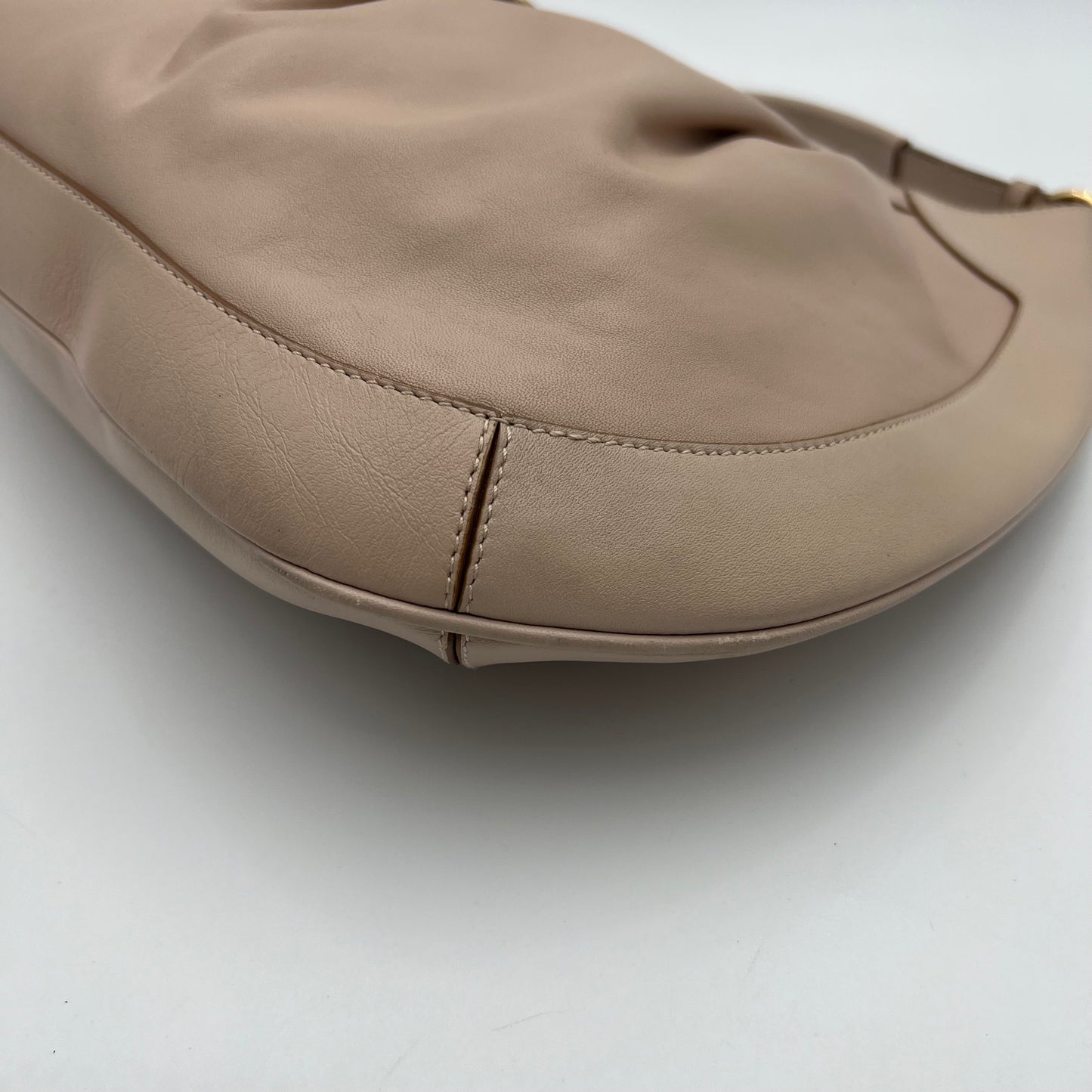 Salvatore Ferragamo Nude Pink Pleated Gancini Hobo Bag