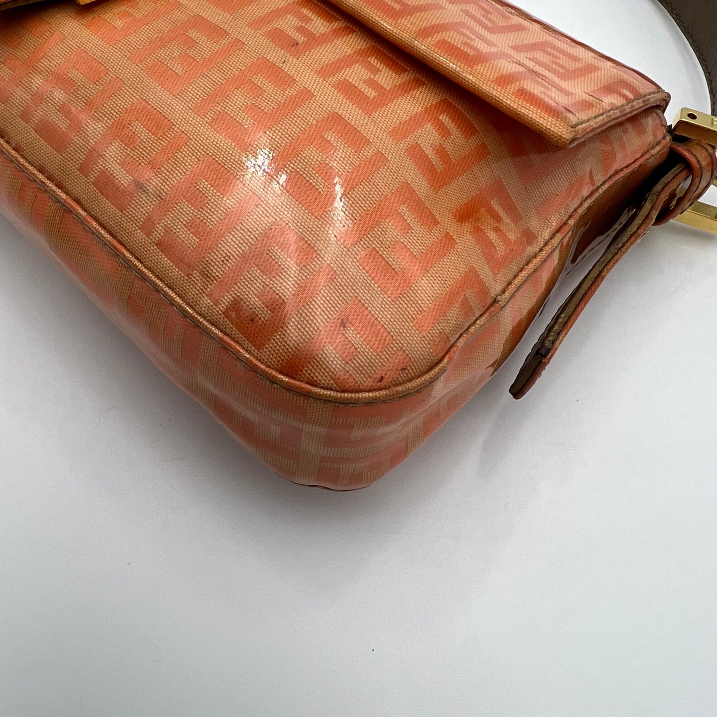 Fendi Orange Zucchino Vinyl Baguette