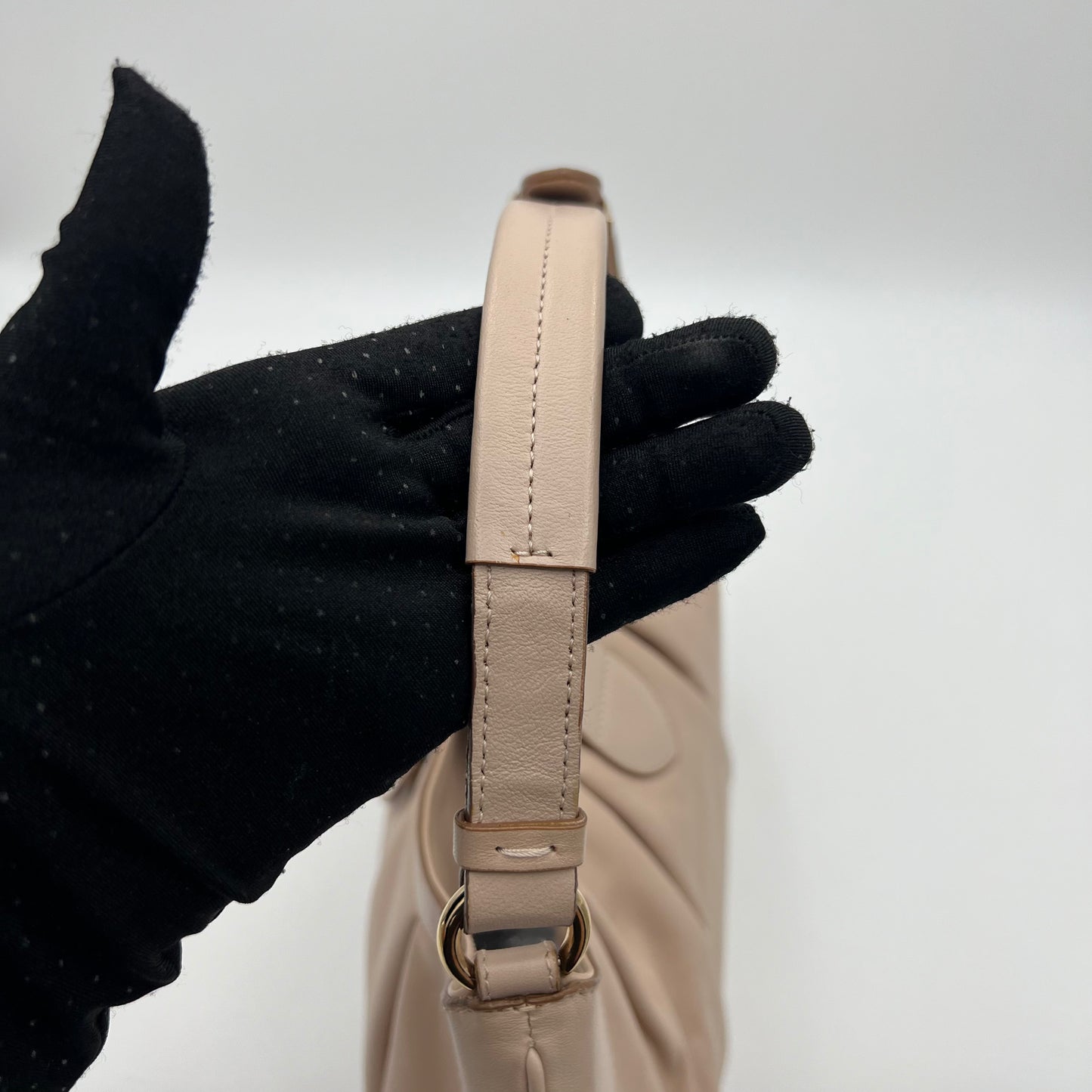 Salvatore Ferragamo Nude Pink Pleated Gancini Hobo Bag