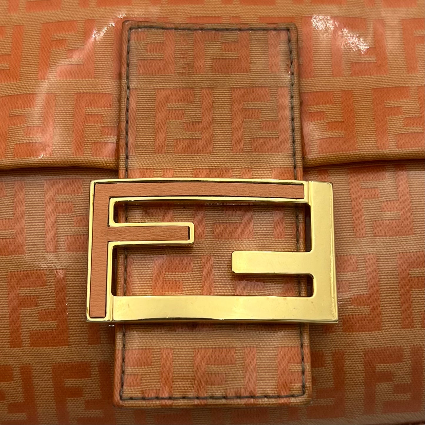 Fendi Orange Zucchino Vinyl Baguette