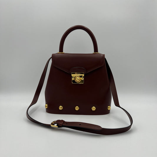 Salvatore Ferragamo Burgungy Leather Top Handle Satchel