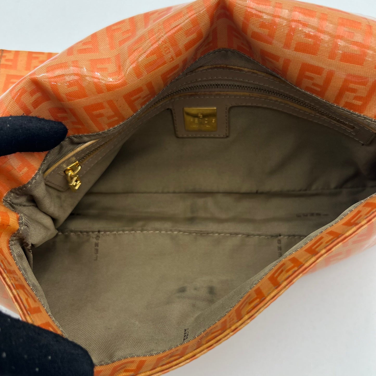 Fendi Orange Zucchino Vinyl Baguette