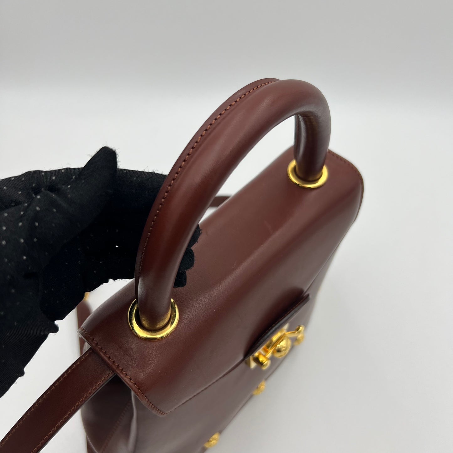 Salvatore Ferragamo Burgungy Leather Top Handle Satchel