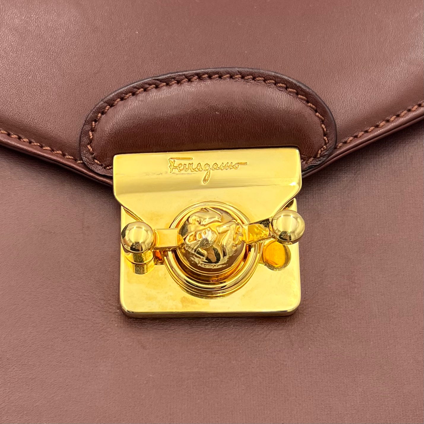 Salvatore Ferragamo Burgungy Leather Top Handle Satchel