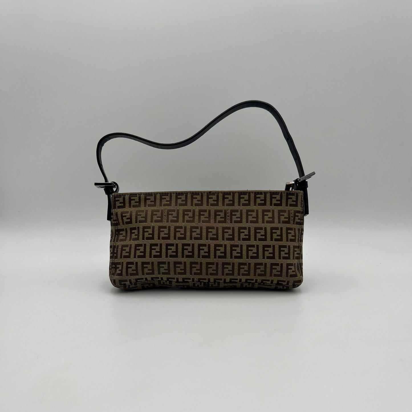 Fendi Brown Zucchino Canvas Pochette