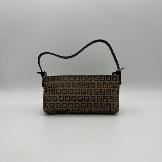 Fendi Brown Zucchino Canvas Pochette