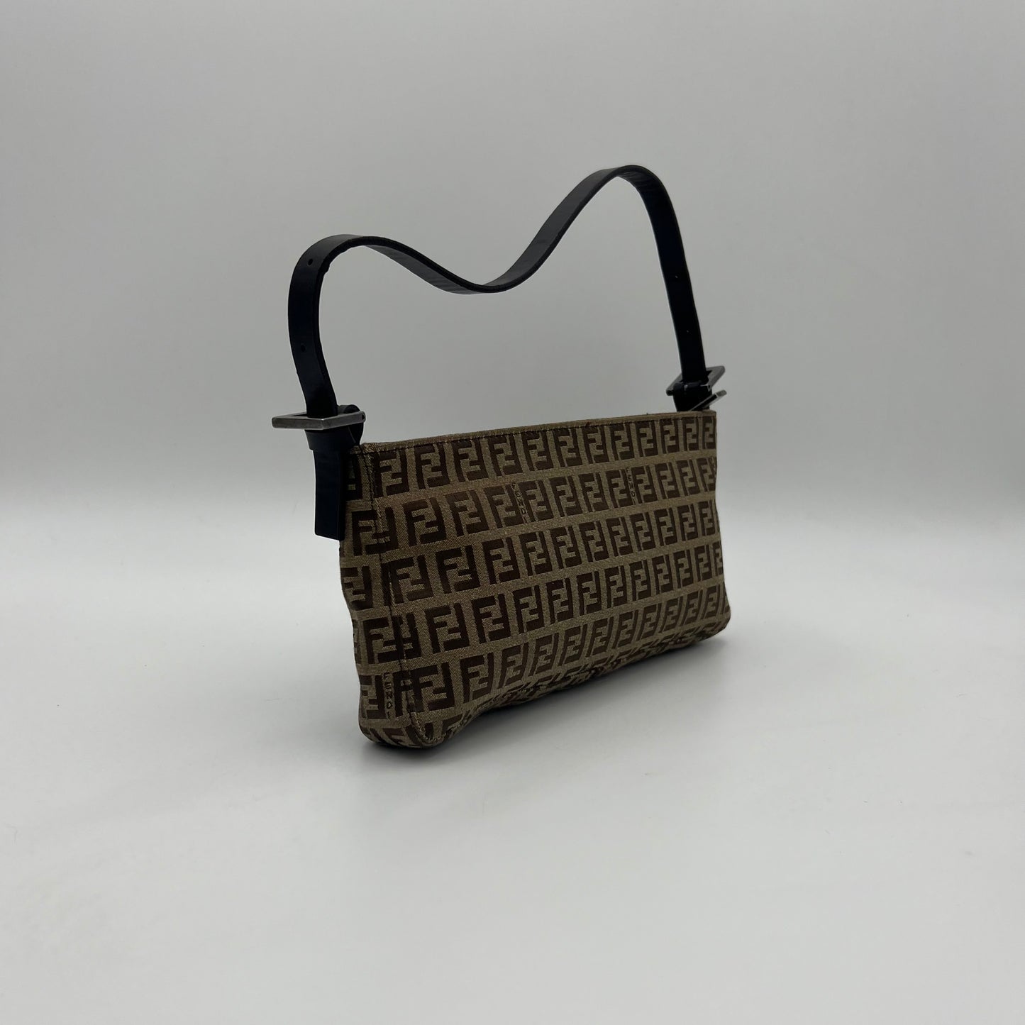 Fendi Brown Zucchino Canvas Pochette