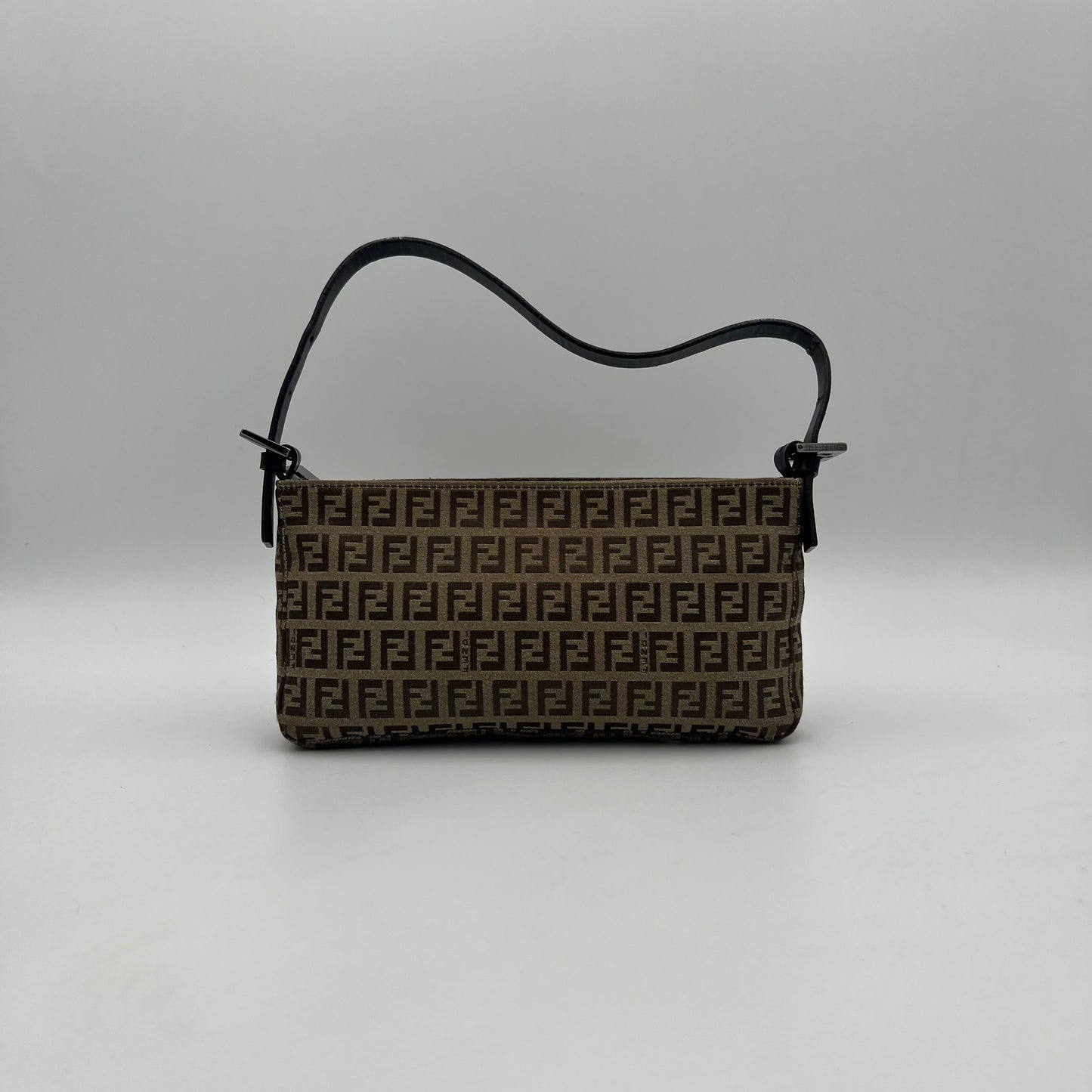 Fendi Brown Zucchino Canvas Pochette