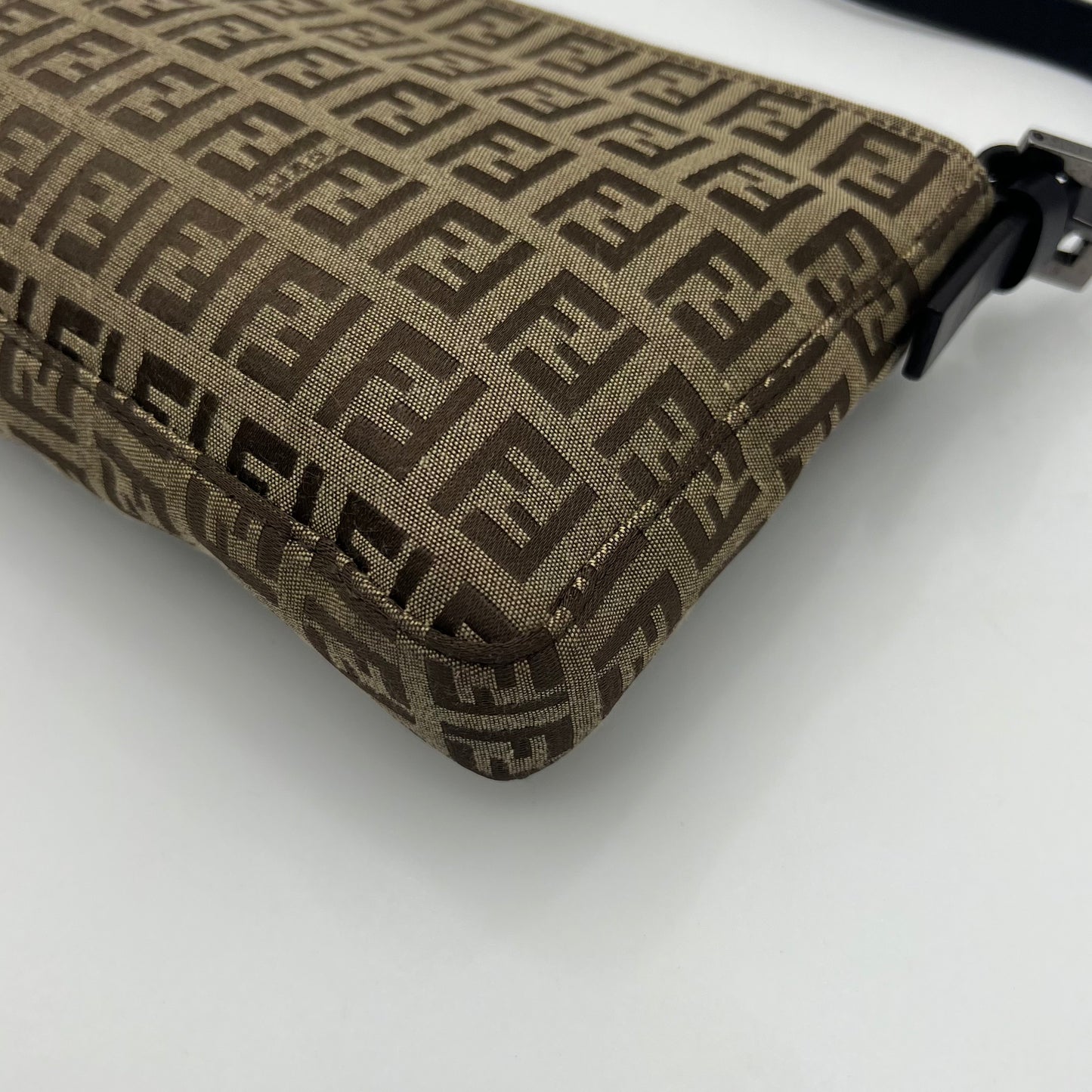 Fendi Brown Zucchino Canvas Pochette