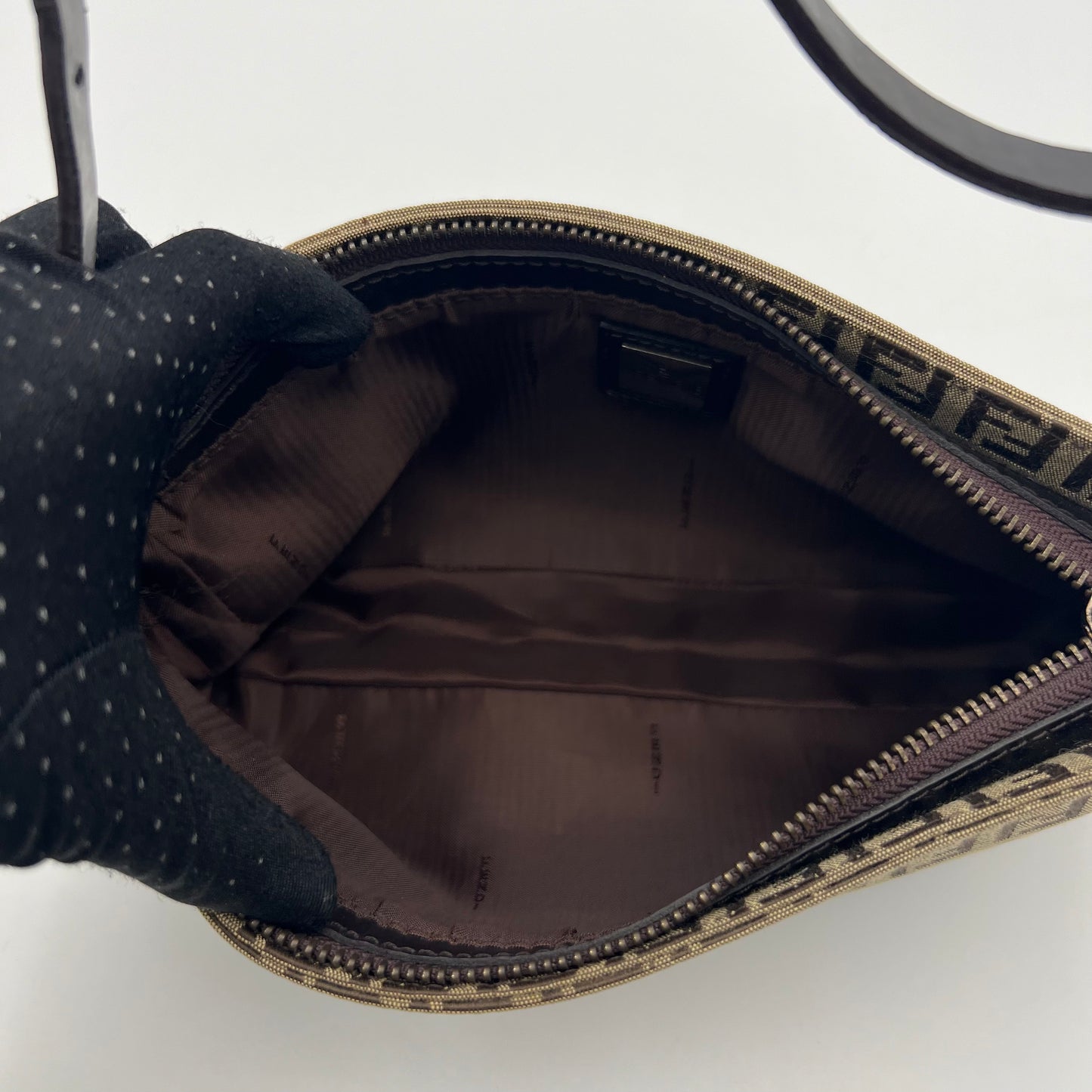 Fendi Brown Zucchino Canvas Pochette