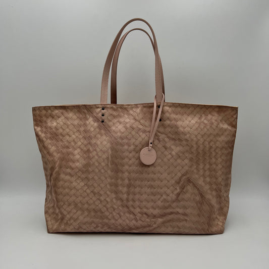 Bottega Veneta Light Pink Intrecciolusion Nylon and Leather Tote