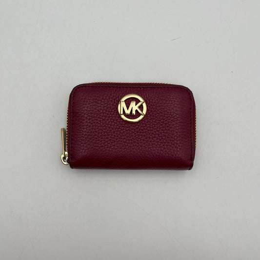 Michael Kors Red Leather Zip Around Card Case