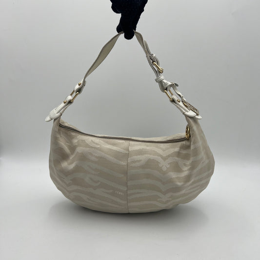 Fendi White Zebra Print Hobo Bag