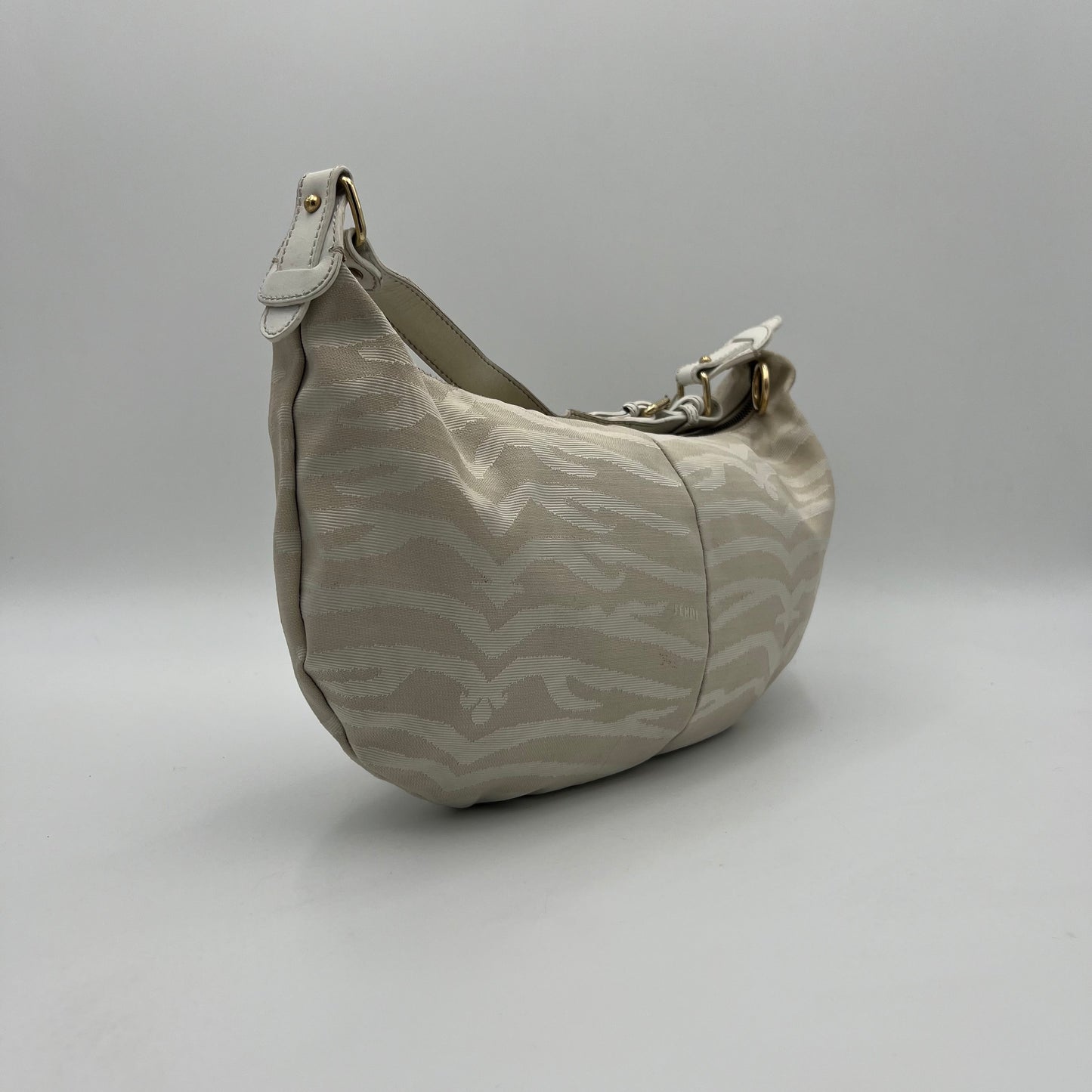 Fendi White Zebra Print Hobo Bag
