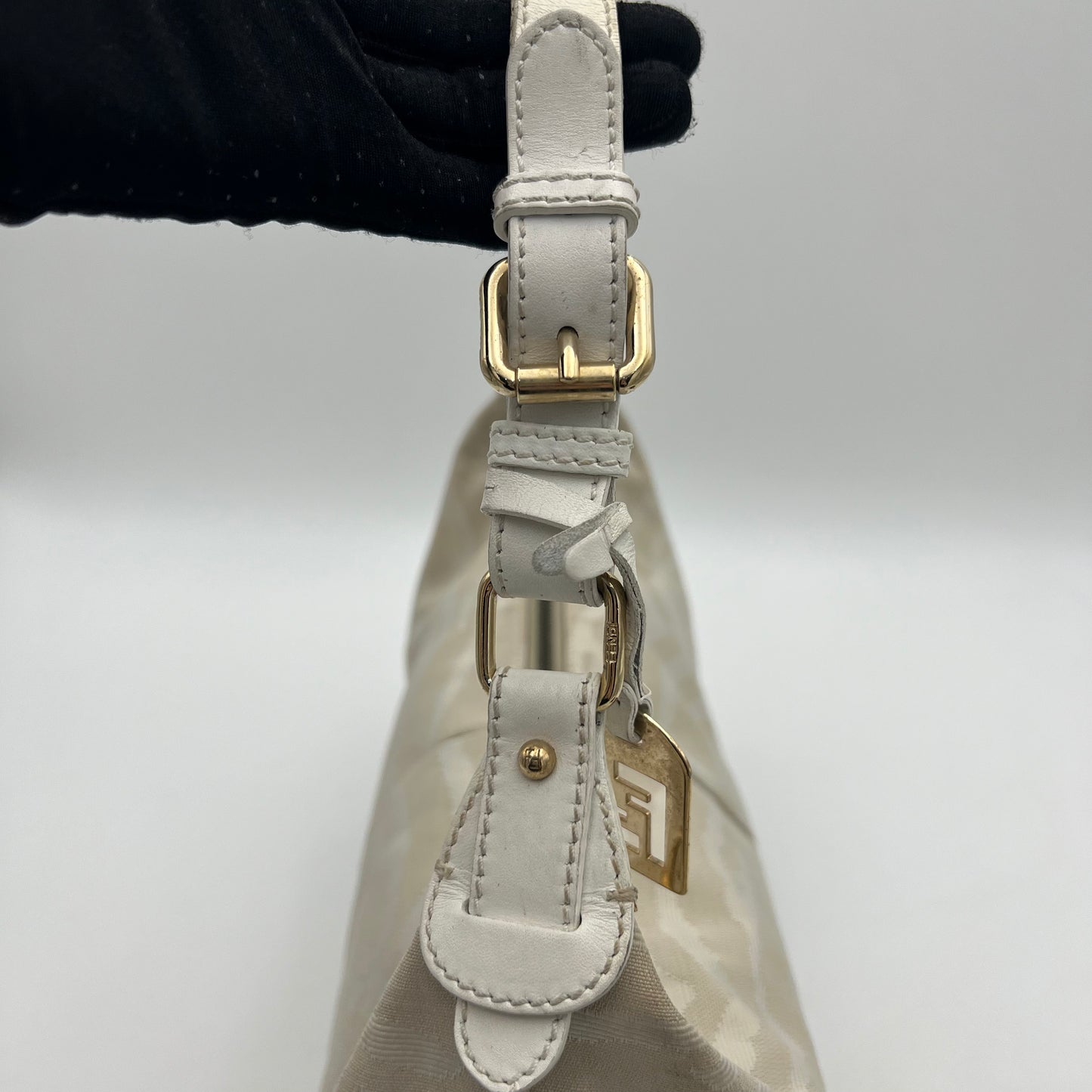 Fendi White Zebra Print Hobo Bag