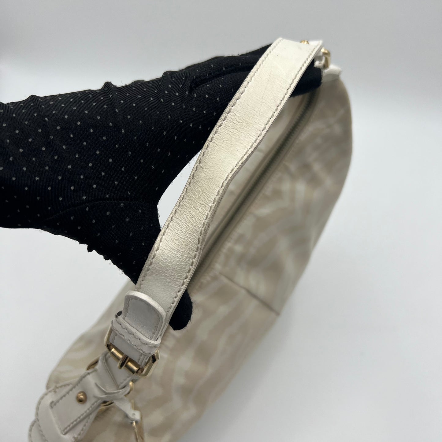 Fendi White Zebra Print Hobo Bag