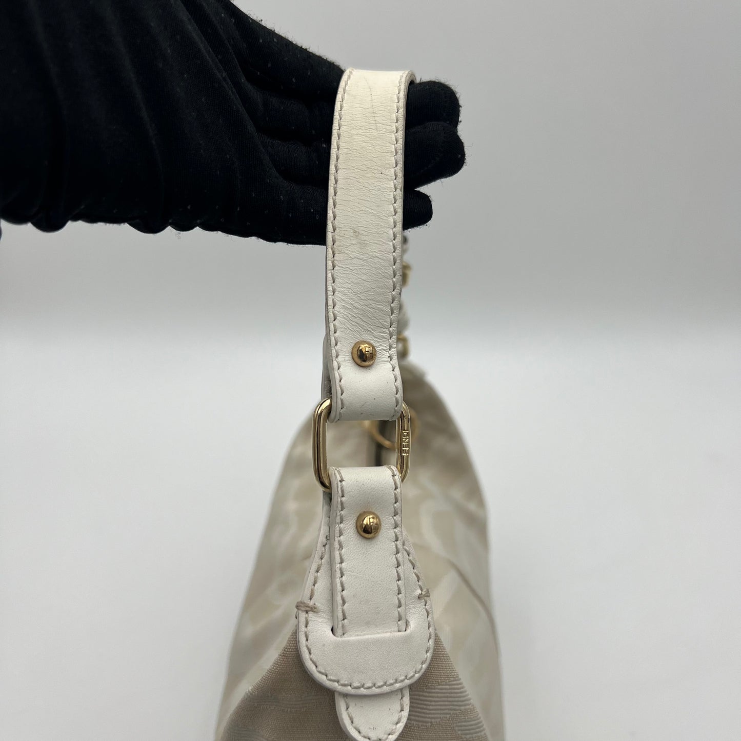 Fendi White Zebra Print Hobo Bag