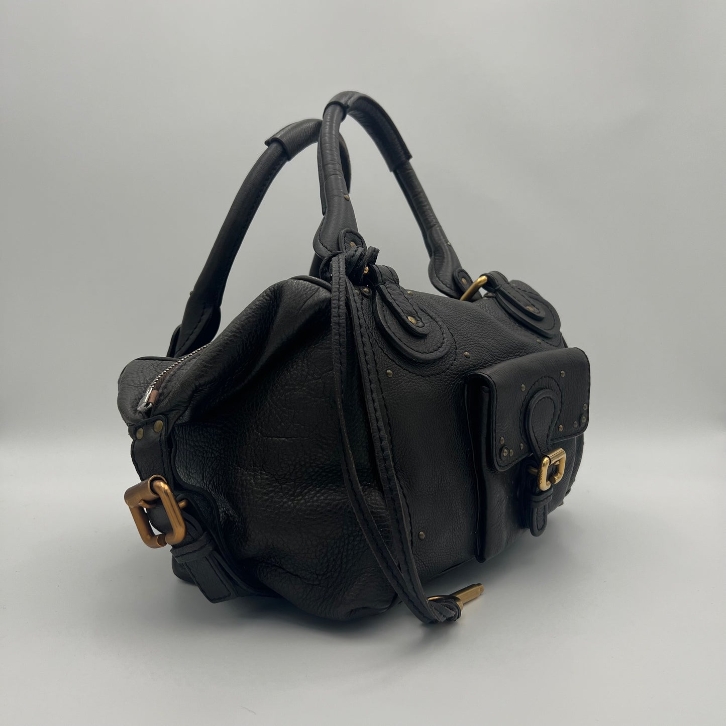 Chloe Gray Leather Paddington Handbag