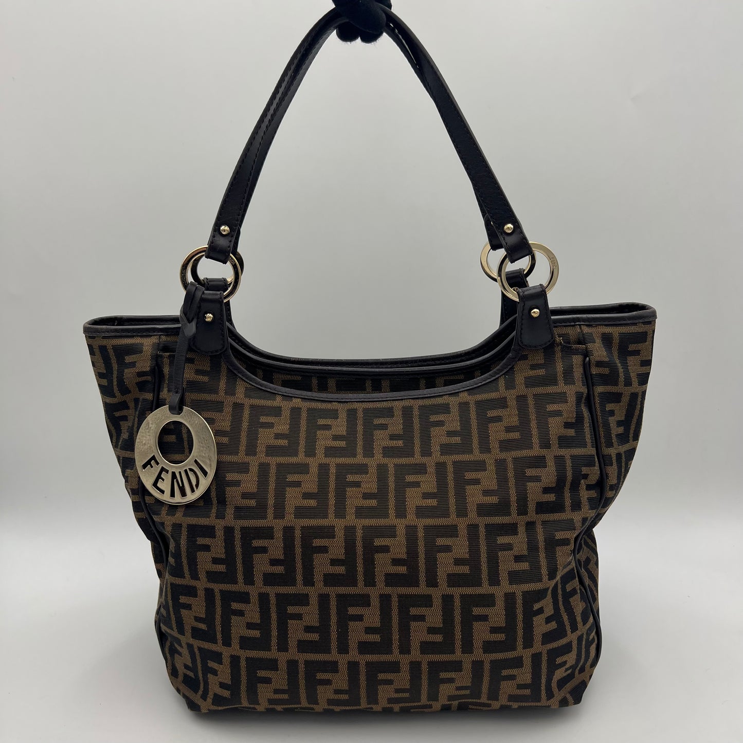 Fendi Tobacco Zucca Chef Hobo Shopper Tote