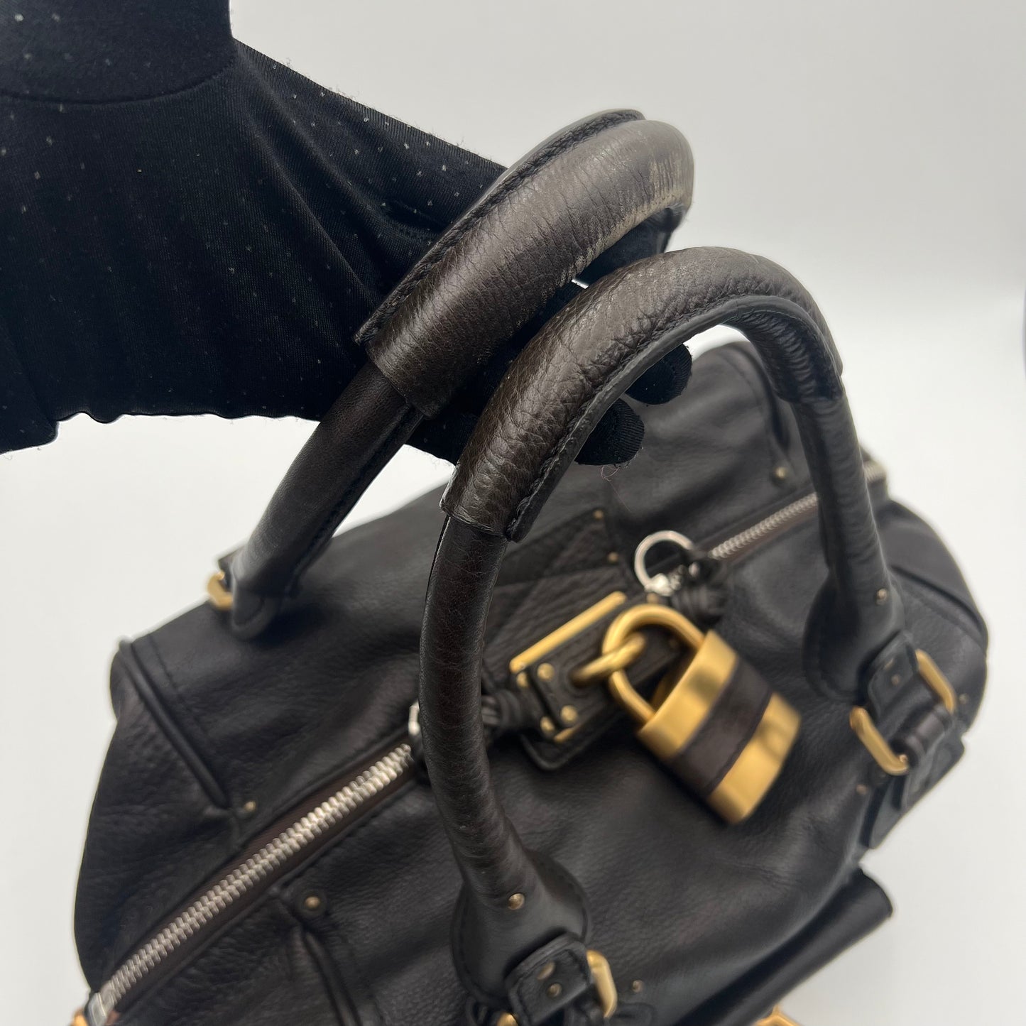 Chloe Gray Leather Paddington Handbag