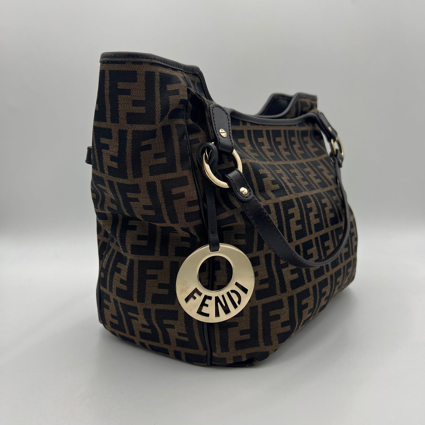 Fendi Tobacco Zucca Chef Hobo Shopper Tote