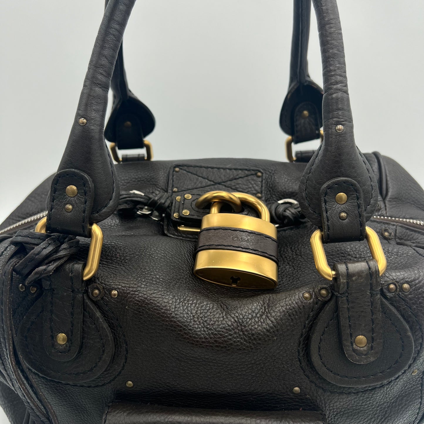 Chloe Gray Leather Paddington Handbag