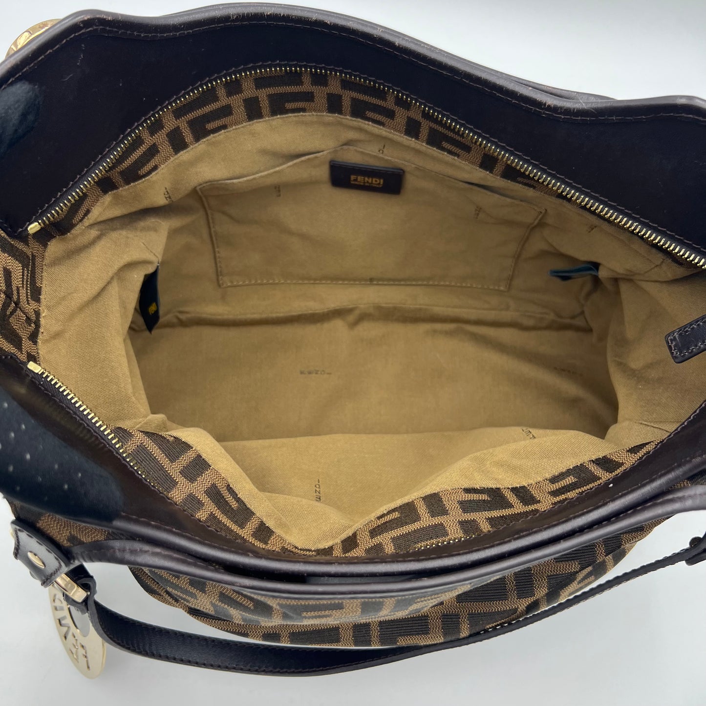 Fendi Tobacco Zucca Chef Hobo Shopper Tote