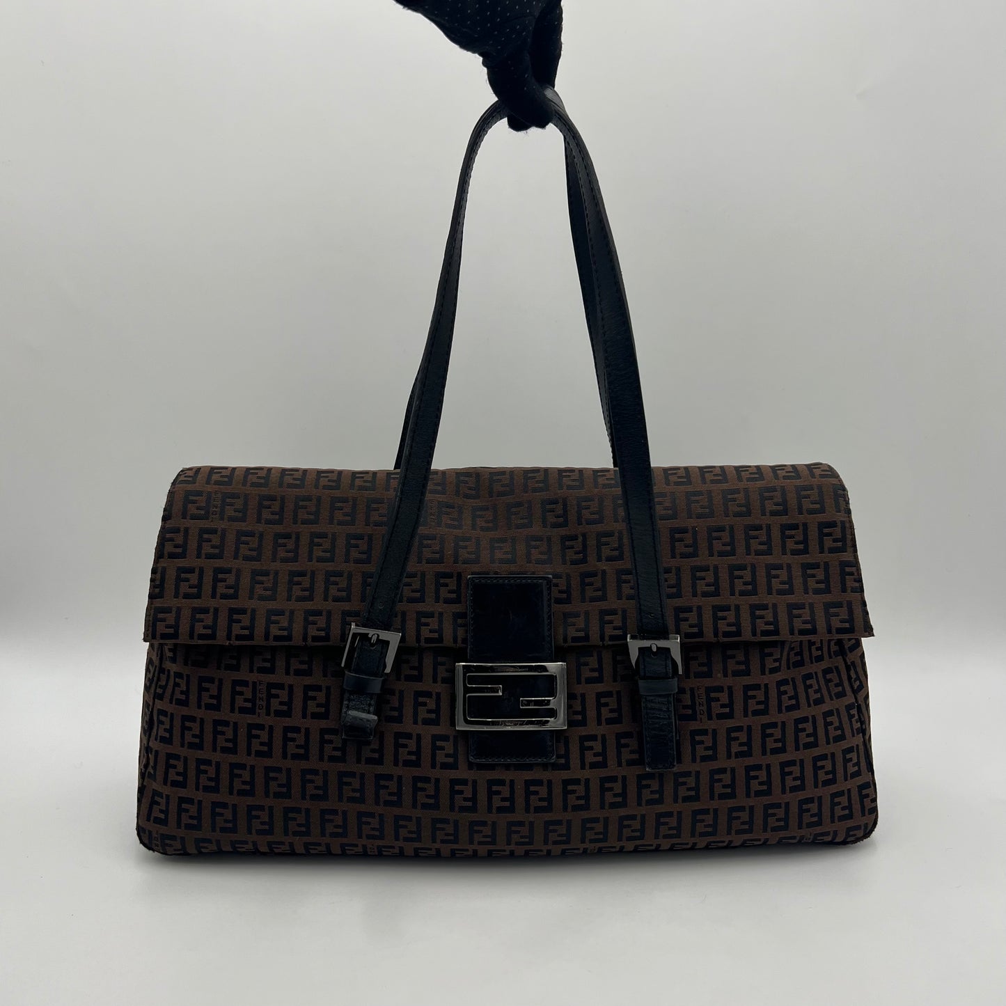 Fendi Dark Brown Zucchino Large Mamma Satchel