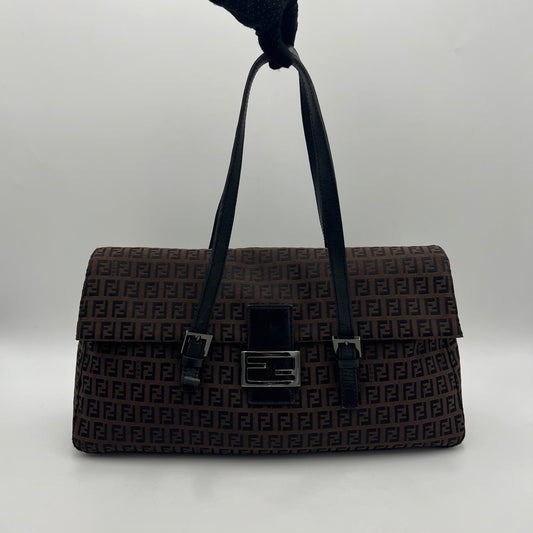 Fendi Dark Brown Zucchino Large Mamma Satchel