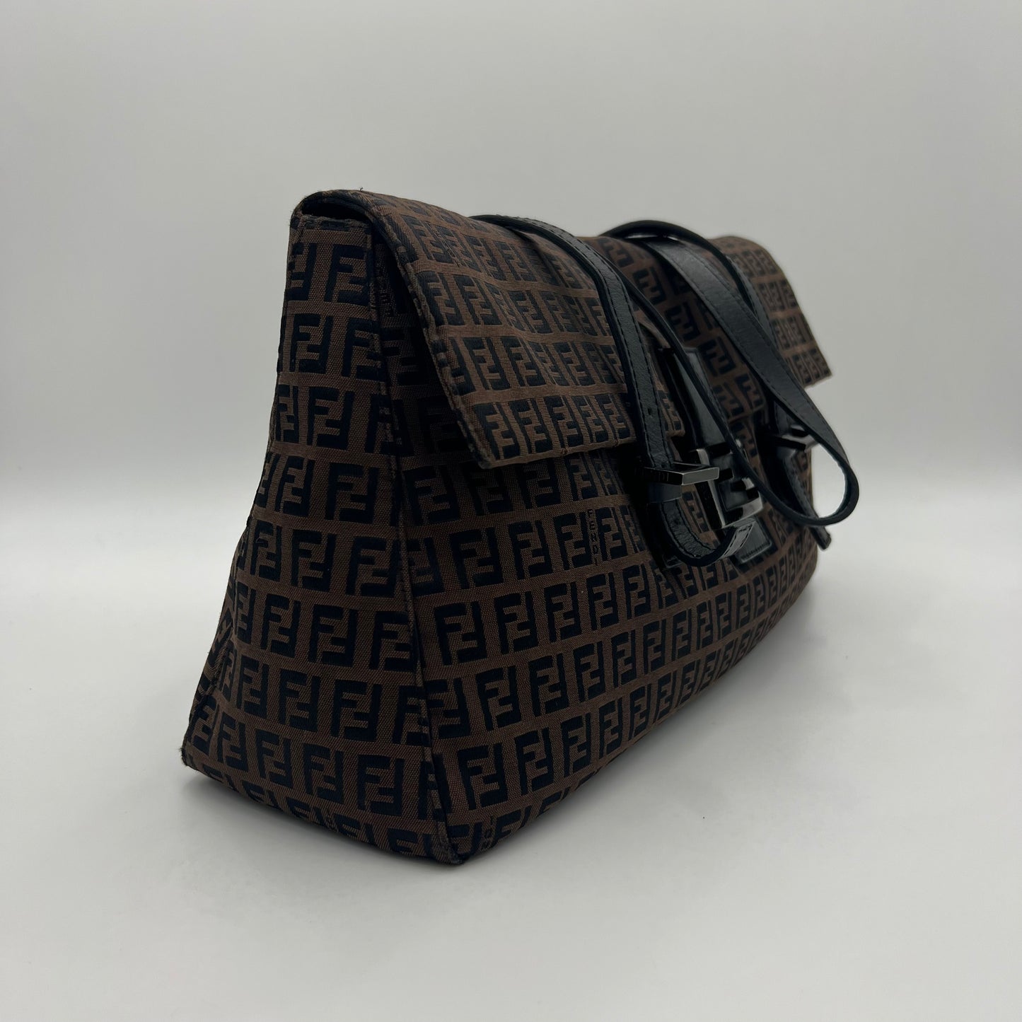 Fendi Dark Brown Zucchino Large Mamma Satchel