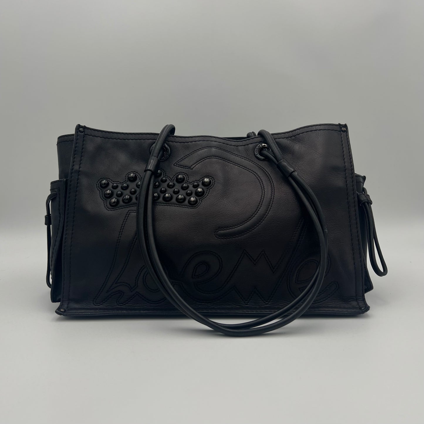 Loewe Black Leather Shopper Tote