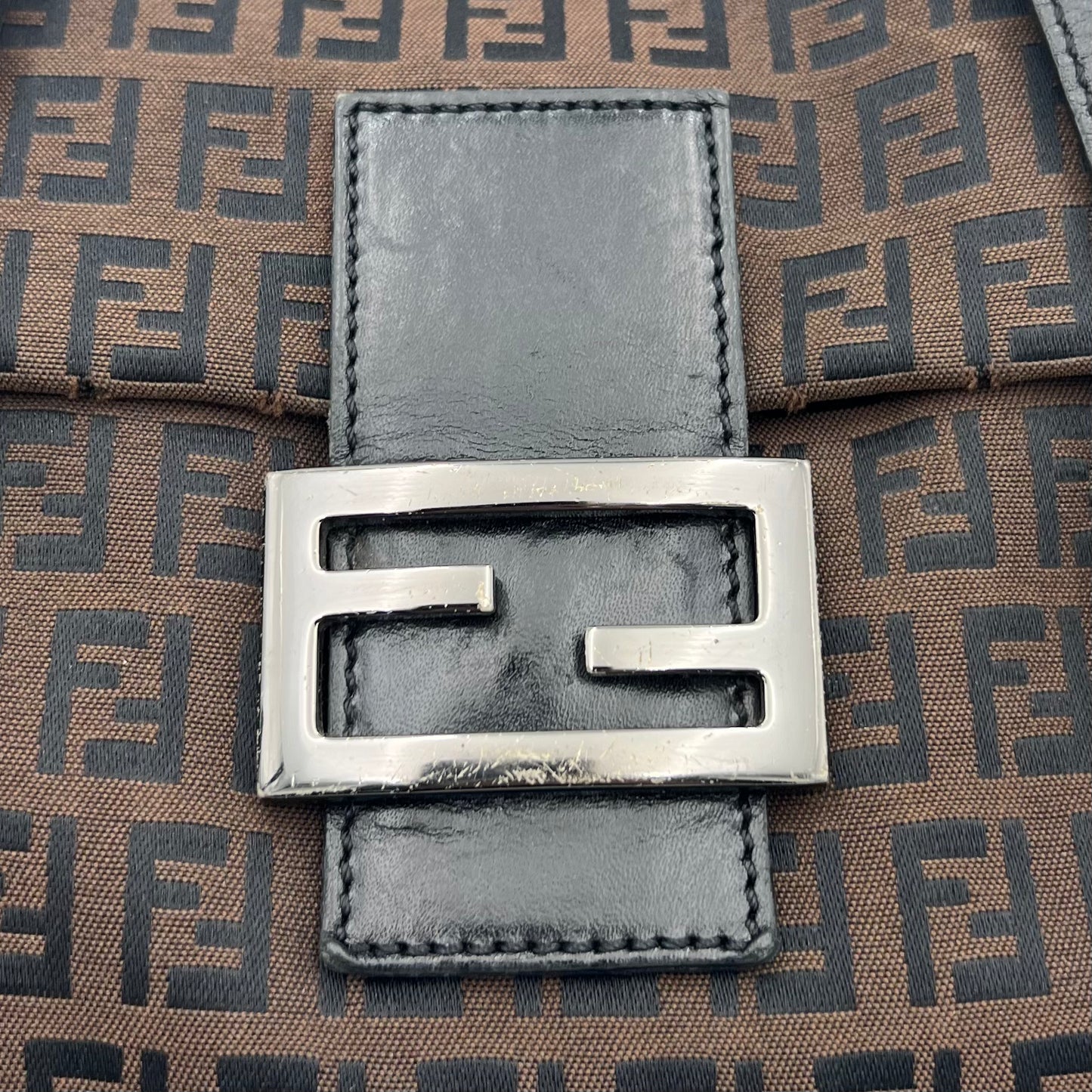 Fendi Dark Brown Zucchino Large Mamma Satchel