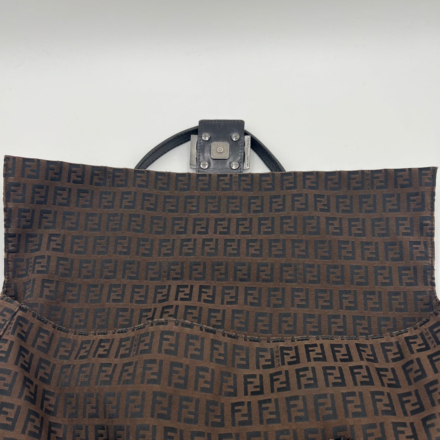 Fendi Dark Brown Zucchino Large Mamma Satchel