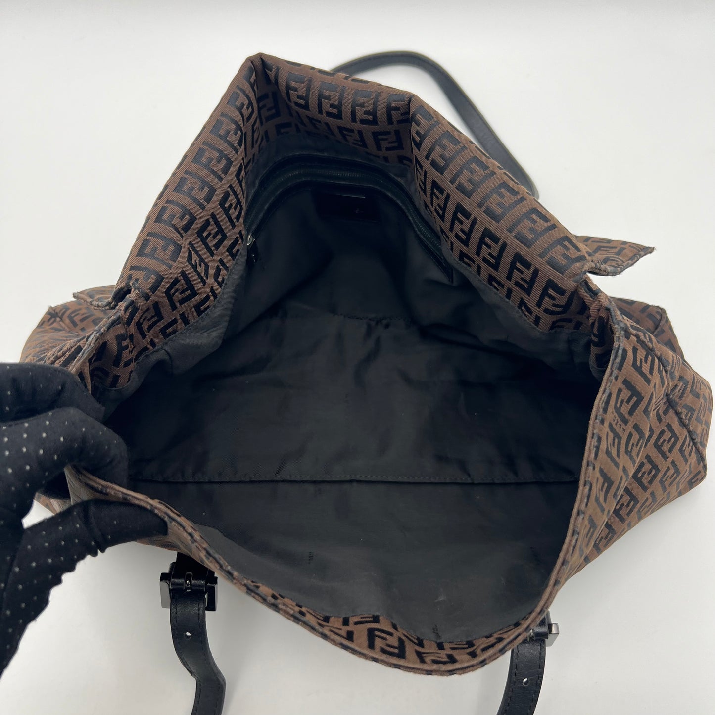 Fendi Dark Brown Zucchino Large Mamma Satchel