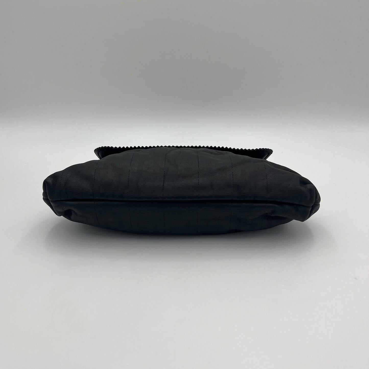 Fendi Black Zucca Perforated Leather Chef Flap Shoulder Bag