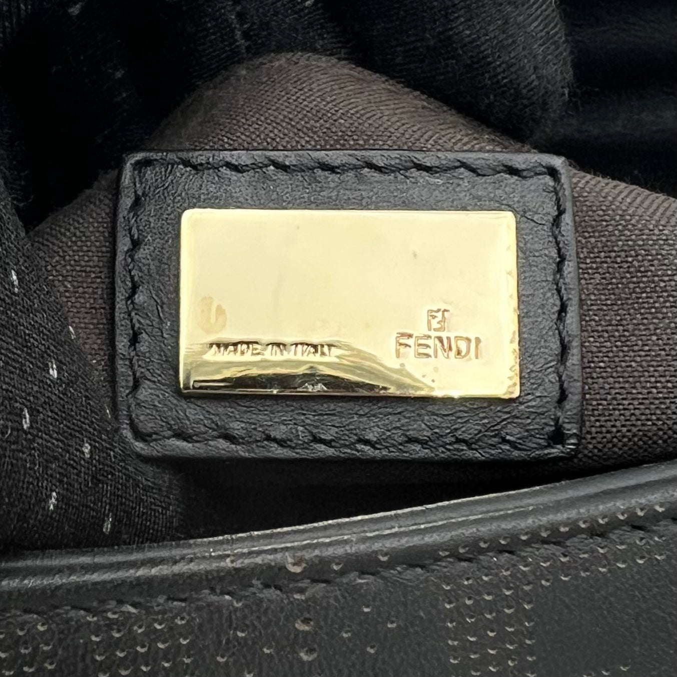 Fendi Black Zucca Perforated Leather Chef Flap Shoulder Bag