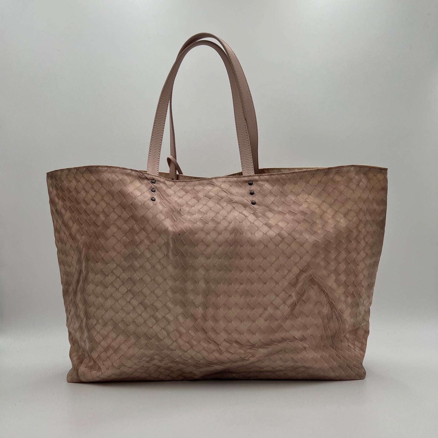 Bottega Veneta Light Pink Intrecciolusion Nylon and Leather Tote