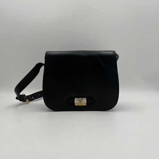 Celine Paris Vintage Triomphe Black Box Shoulder Bag / Sling