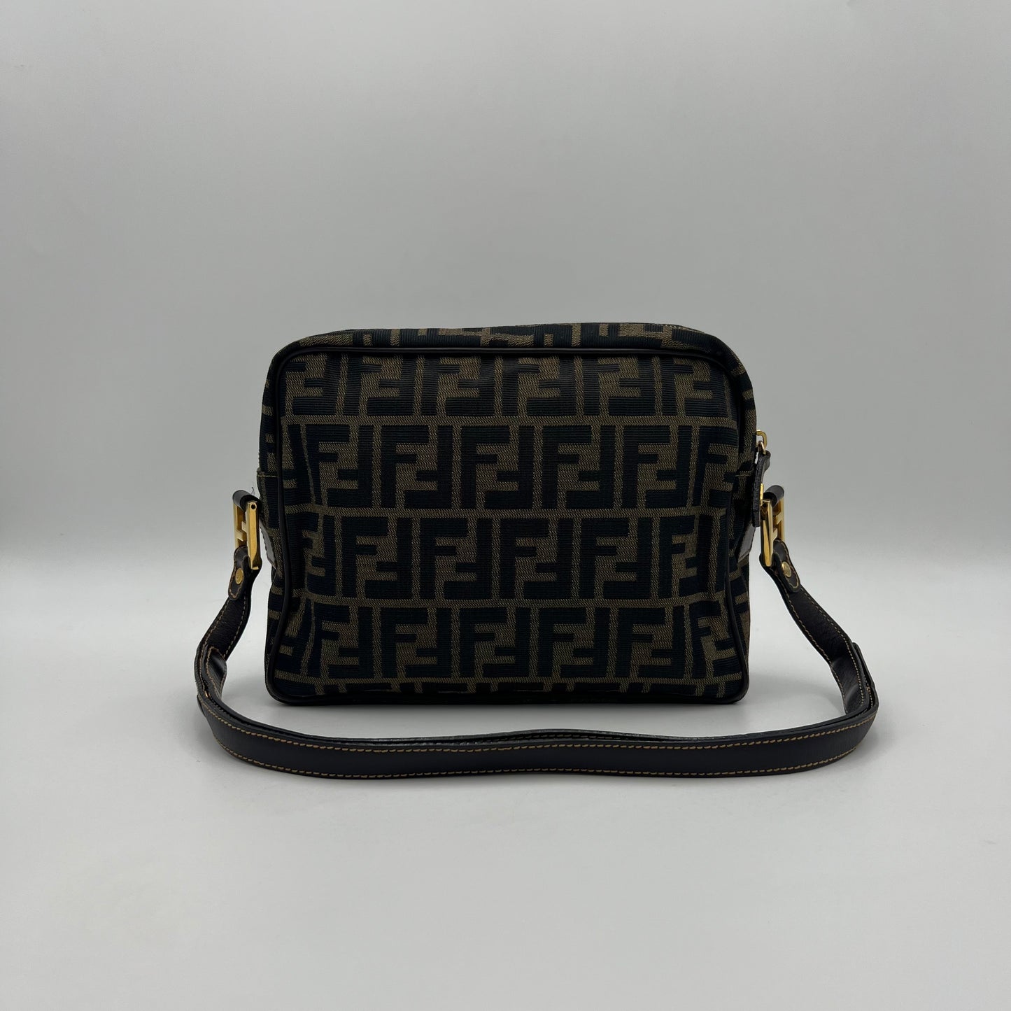 Fendi Tobacco Zucca Canvas and Leather FF Convertible Shoulder Bag
