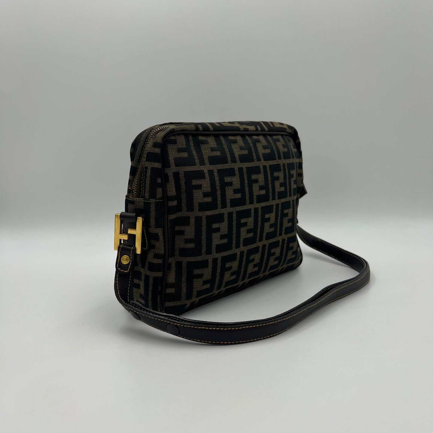 Fendi Tobacco Zucca Canvas and Leather FF Convertible Shoulder Bag