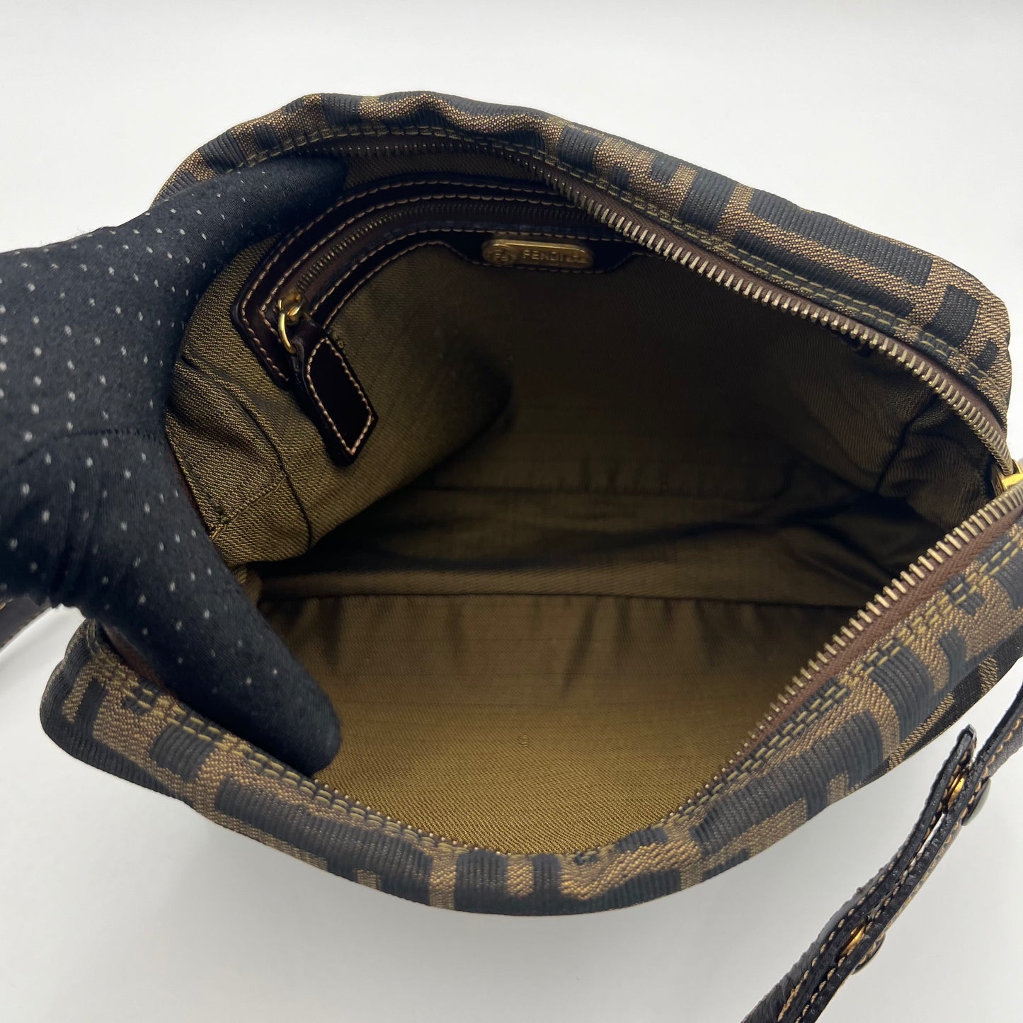 Fendi Tobacco Zucca Canvas and Leather FF Convertible Shoulder Bag