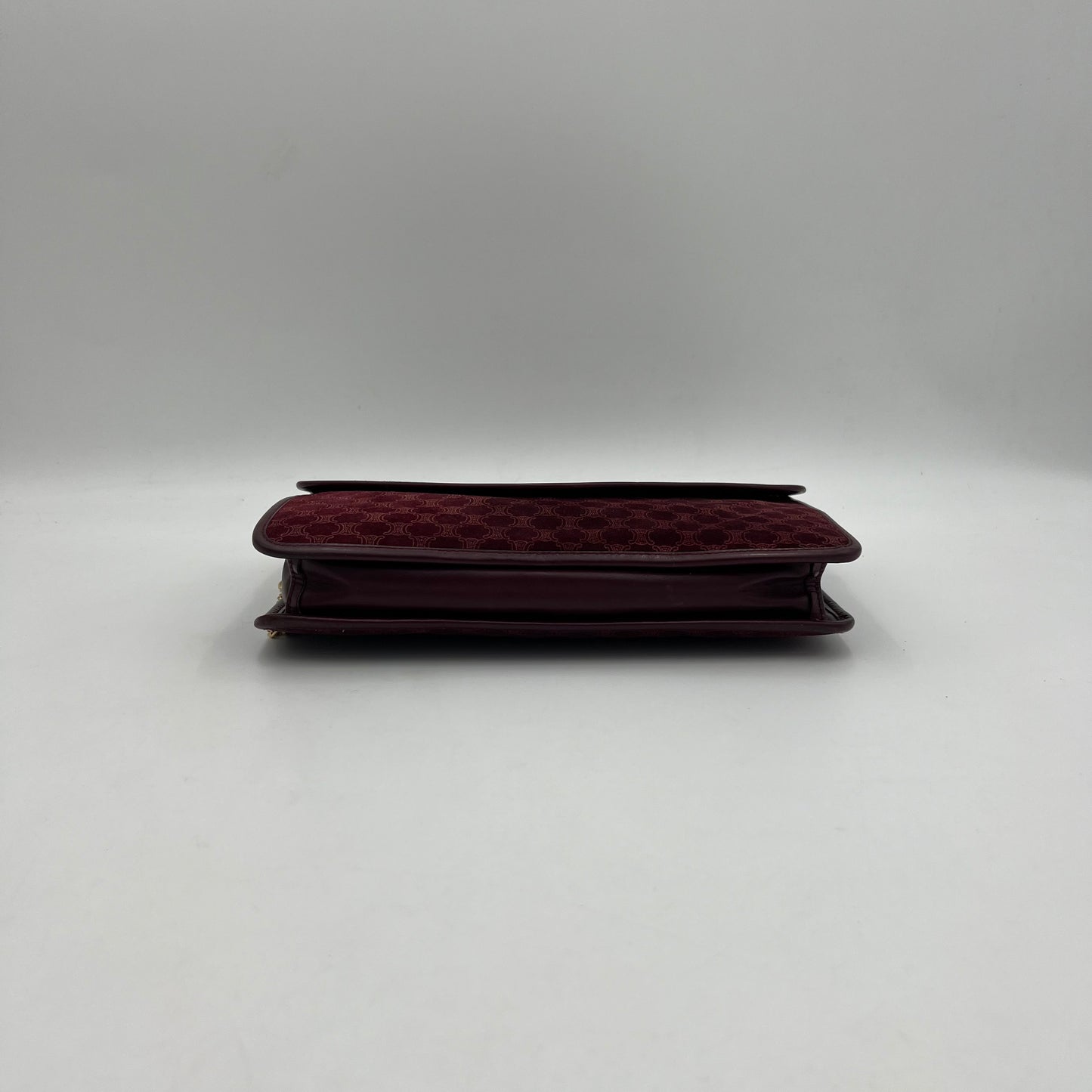 Celine Paris Burgundy Suede Leather Flap Clutch