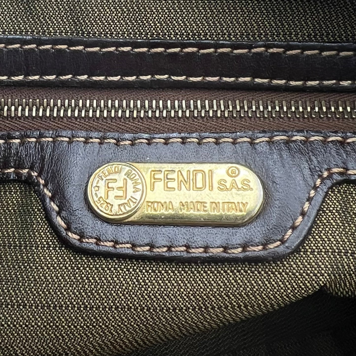 Fendi Tobacco Zucca Canvas and Leather FF Convertible Shoulder Bag