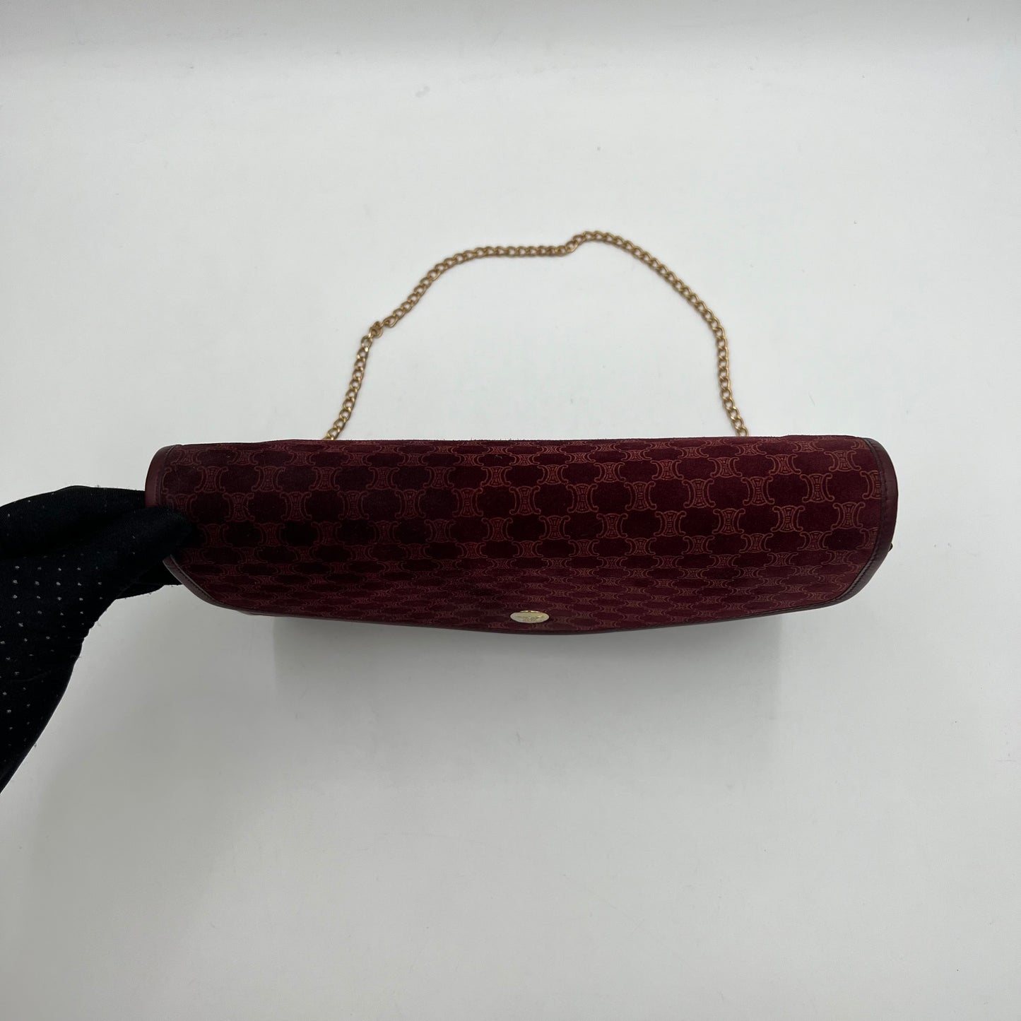 Celine Paris Burgundy Suede Leather Flap Clutch