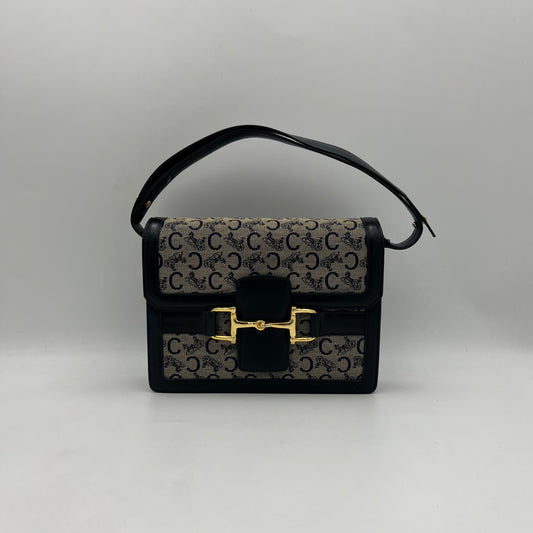 Celine Paris Navy Blue C Horse Carriage Horsebit Shoulder Bag
