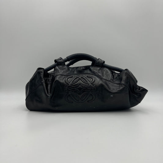 Loewe Black Patent Leather Dark Blue Stitch Nappa Aire Handbag