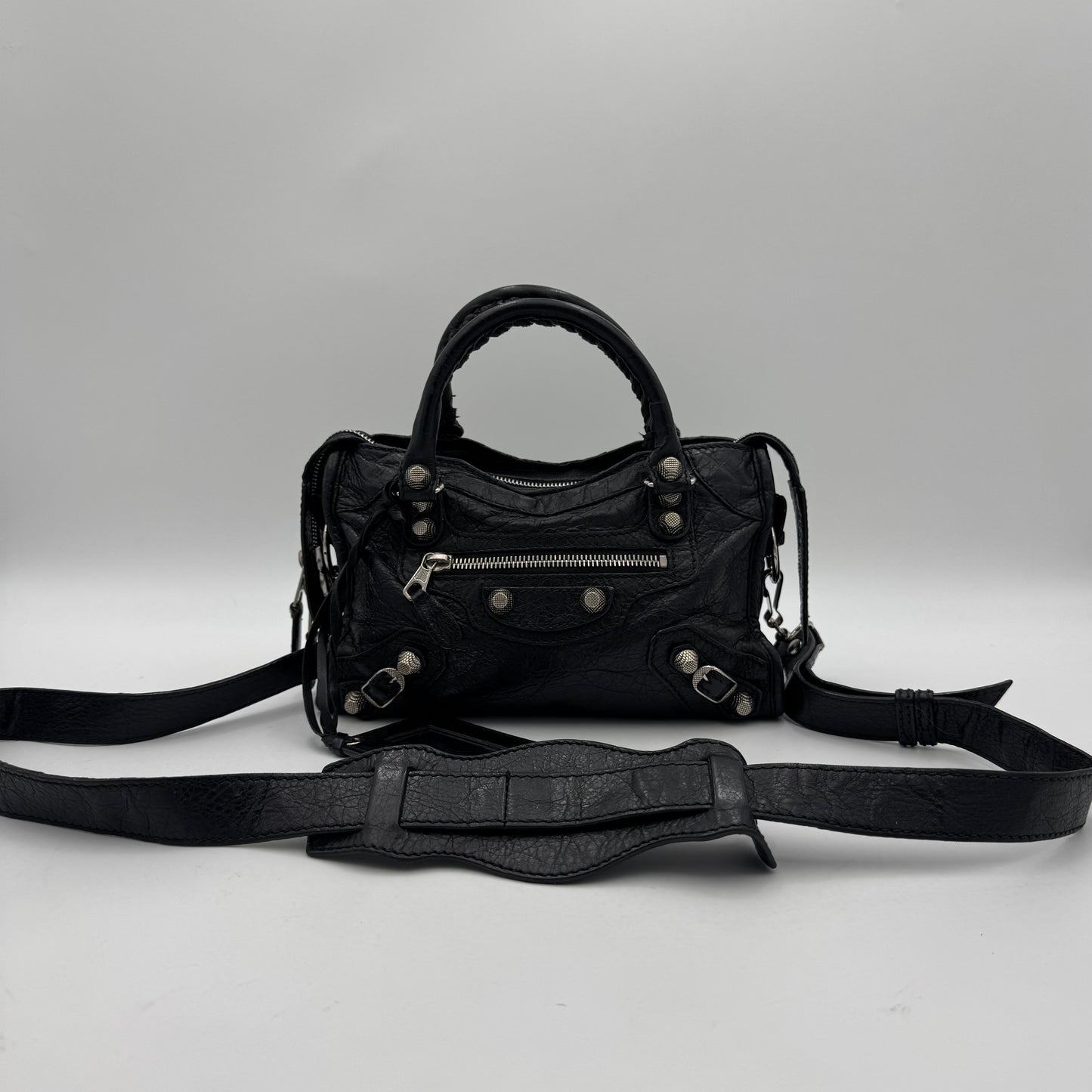 Balenciaga Black Leather Giant 12 Mini City SHW