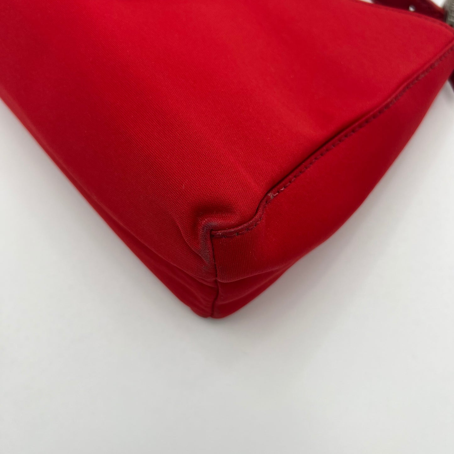 Fendi Red Nylon and Leather Hobo Baguette